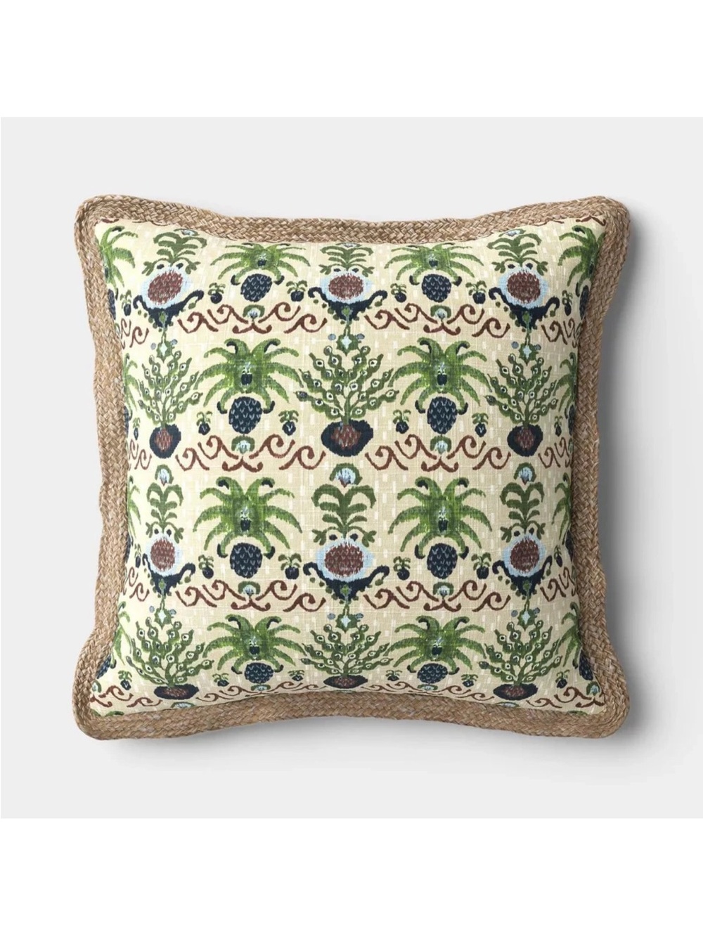 18"x18" Ikat Print Trimmed Pillow